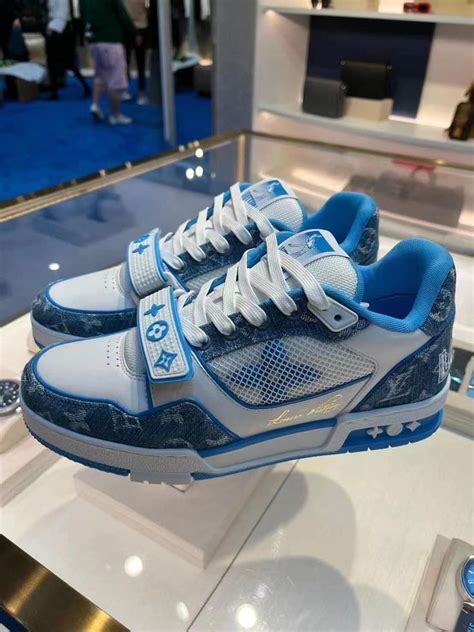 louis vuitton trainer sky blue|louis vuitton blue sneakers.